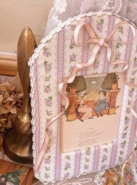 法式蝴蝶结轻奢手工布艺布包相框摆件装饰壁挂摆台摆件装配画框棉