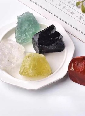 五色石水晶原石天然五行石金木水火土一套家居客厅办公室装饰摆饰