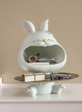北欧樱花兔入户玄关钥匙收纳创意客厅电视柜装饰摆件乔迁新居礼品