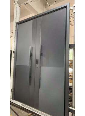 极简经典现代简约铝板精雕条纹铸铝装甲门防盗门别墅入户门双开门