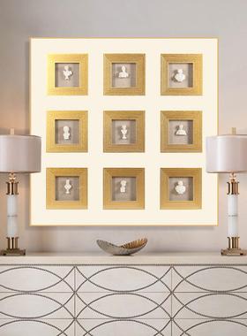 欧式装饰画样板房入门玄关挂画立体人像组合实物画正方形挂画