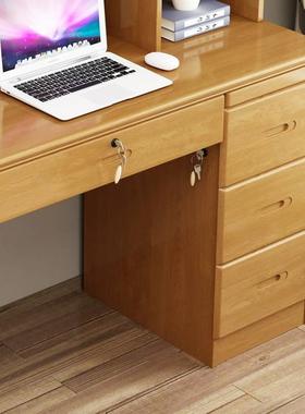 实木书桌书架组合家用卧室简约书柜书桌一体学生写字桌带书架