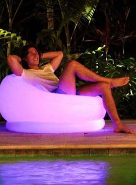 PVC充气发光LED沙发单人躺椅户外便携懒人沙发遥控休闲凳椅