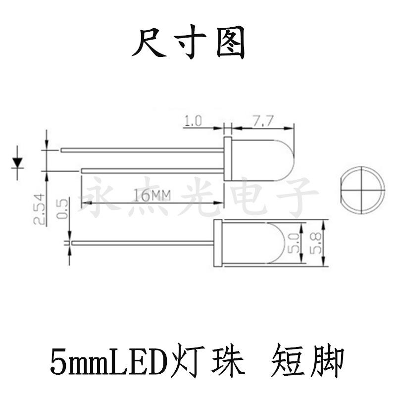 直插LED发光二极管5mm雾状七彩快闪短脚高亮LED灯珠F5快闪短脚 - 图3
