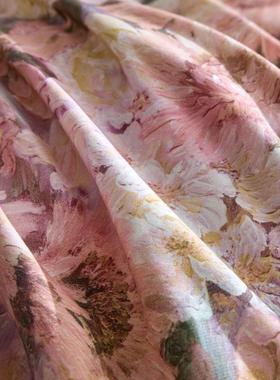 高端美式数码印花100支长绒棉四件套全棉贡缎高级感被套床单田园4