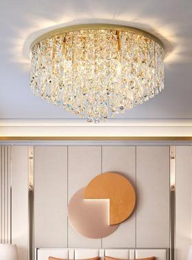 水晶吸顶灯卧室温馨浪漫圆形现代简约大气家用轻奢新款客厅灯