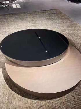 轻奢旋转茶几现代简约客厅伸缩创意高级椭圆组合大小户型网红茶桌