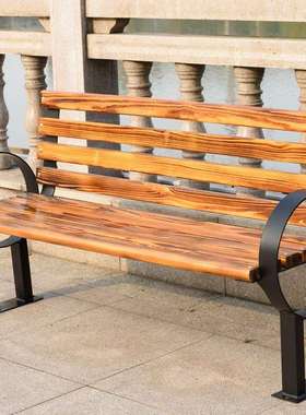 17069蓝麦焊接脚防腐木直销户外公园椅广场休闲长凳子