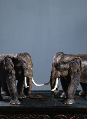 异丽泰国木雕大象东南亚特色工艺品客厅电视柜泰式装饰品