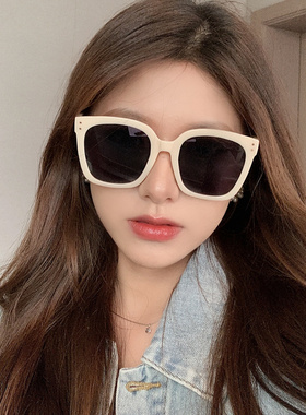 韩版网红款奶茶色偏光墨镜复古方形大框显瘦情侣街拍太阳眼镜女潮