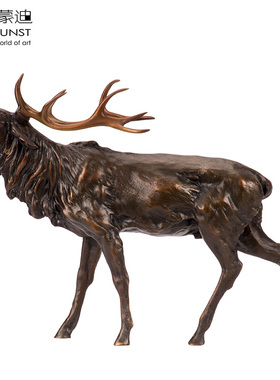 阿斯蒙迪青铜家居饰品艺术品招财鹿一路平安装饰品乔迁新居礼