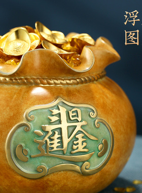 铜聚宝盆前台客厅饰玄业礼品大黄铜缸福存钱罐