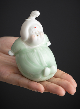 创意爱手工陶瓷唐女茶拨架文房用品茶搁搁笔架文具丑萌