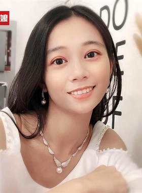 简约天使翅膀宴会锆石珍珠项链耳环吊坠套装新娘婚纱礼服配饰品