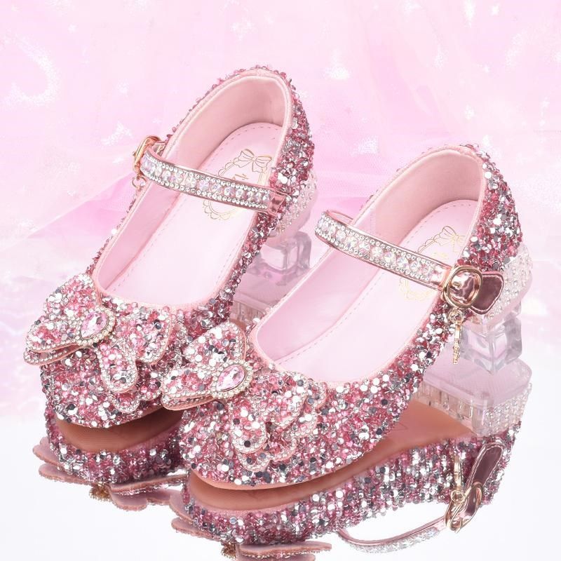 儿童公主鞋女童钢琴演出鞋银色模特主持走秀礼服鞋闪亮女孩水晶鞋,淘宝优惠券,粉丝福利购,淘宝优惠卷
