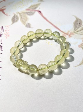 正品天然黄水晶手链龙龟手串柠檬浅黄水晶龙年本命年首饰五行喜土