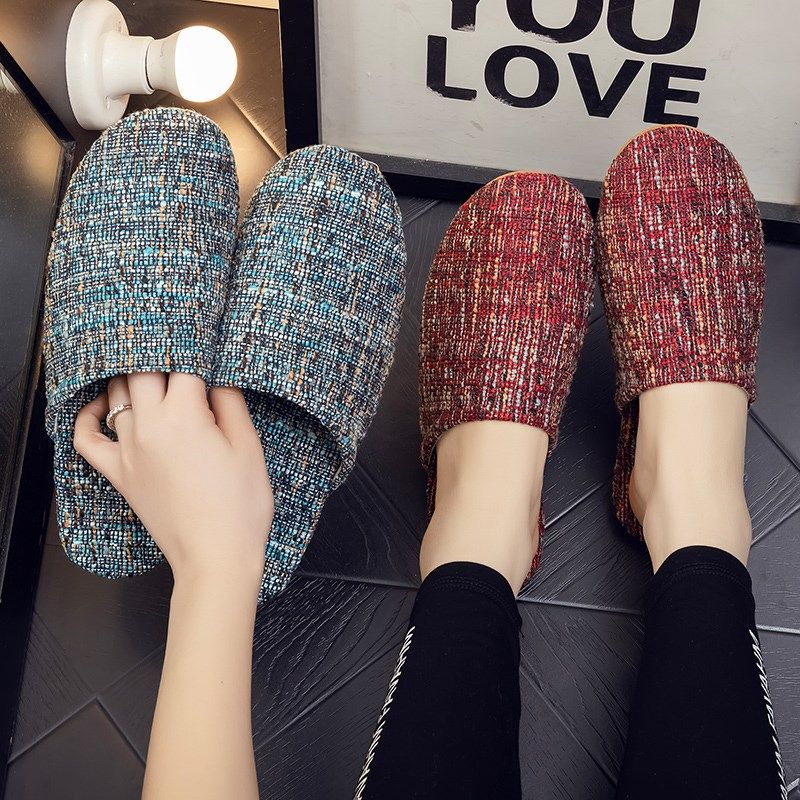 春秋季家居拖鞋男女室内情侣防滑防臭软底木地板棉麻布艺时尚棉拖,淘宝优惠券,粉丝福利购,淘宝优惠卷