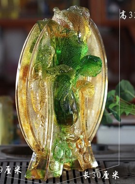 古法琉璃白菜屏风招财摆件居家客A厅玄关酒柜办公桌面装饰工艺礼