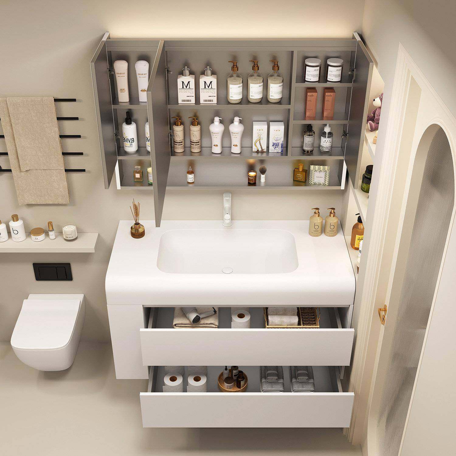 304不锈钢浴室柜智能镜柜组合肤感可丽耐一体盆洗漱洗手台马桶柜,淘宝优惠券,粉丝福利购,淘宝优惠卷