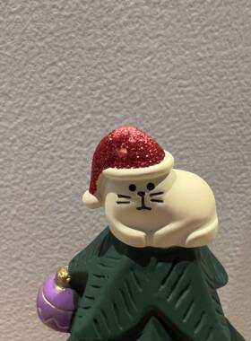 满大一棵圣诞树三只小猫松树糖果桌面公仔圣诞节装饰小摆件礼物