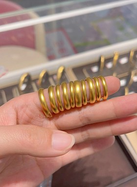 古法金包银泥鳅背戒指男女款素圈光圈实心对戒送生日首饰情人礼物