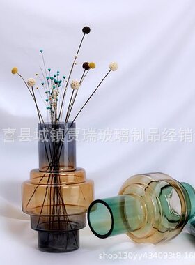 甄选现简约软装欧式造型设计透明玻璃花花器电镀花艺插花家居摆件