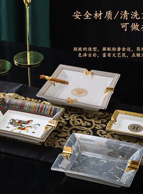 甄选欧式烟灰缸陶瓷家用客厅奢华大号个性KTV雪茄烟缸家用潮流