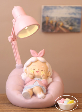 新品 送新人创意小灯摆件卡通情侣老头老太桌面结婚纪念日新婚礼