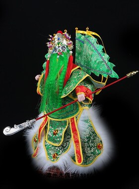 绿须绿花脸掌中木偶漳州布袋木偶戏国粹艺术礼品摆件表演练习演出