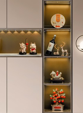 客厅柿柿如意电视柜摆件r新中式玄关酒柜办公室装饰品乔迁新居礼