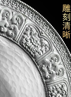 999纯a银曼扎盘八吉祥纯银祥雕花供曼扎修盘托盘银曼茶罗8/10/12c