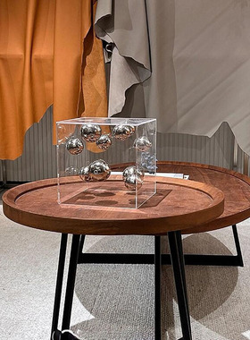 包豪斯透a明方形亚克力球装饰摆件高级感创意样板房客厅电视柜摆