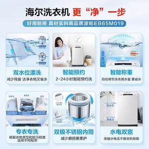 海尔洗衣机6.5/8公斤大小神童波轮出租房家用小型全自动以旧换新