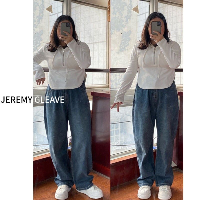 大码300斤梨形身材遮胯牛仔裤女夏季裤子胖mm直筒裤显瘦阔腿长裤2,淘宝优惠券,粉丝福利购,淘宝优惠卷