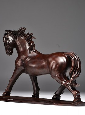 黑檀木雕生肖马摆件实木质马到成功红木工艺礼品家居客厅装饰摆设