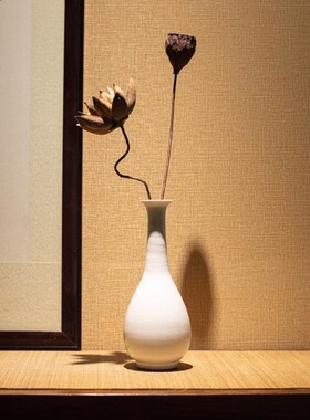 新中式禅意花瓶陶瓷居家茶室客厅白色插花电视柜干花装Y饰桌面摆
