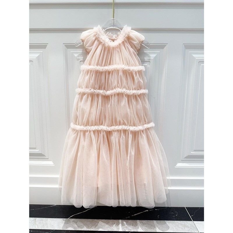 童装定制裸粉蕾丝蛋糕连衣裙梦幻公主礼服裙生日节日超仙气质长裙,淘宝优惠券,粉丝福利购,淘宝优惠卷