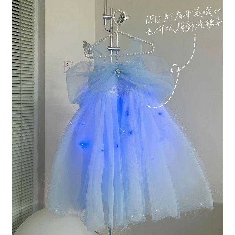 儿童发光爱沙公主裙女童花童婚礼裙子夏季新款生日连衣裙洋气纱裙,淘宝优惠券,粉丝福利购,淘宝优惠卷