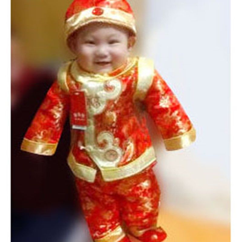 儿童唐装男童古装秋冬季棉服四件套装婴儿百岁服宝宝周岁礼服红色,淘宝优惠券,粉丝福利购,淘宝优惠卷