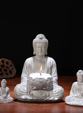 中式禅意佛像桌面摆件装饰品茶几盆景造景迷你苔藓微景观车载摆设