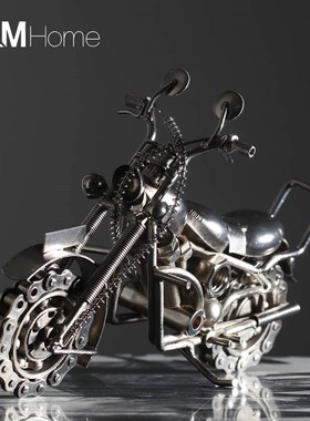 美式复古创意铁艺摩托车t工艺摆件家居客厅玄关酒柜房间装饰品摆