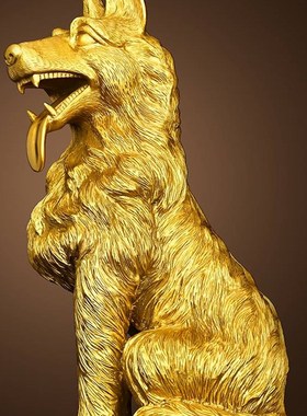 铜狗摆件生肖狗房屋补角落地大号C狼狗家居客厅补西北缺角守家财