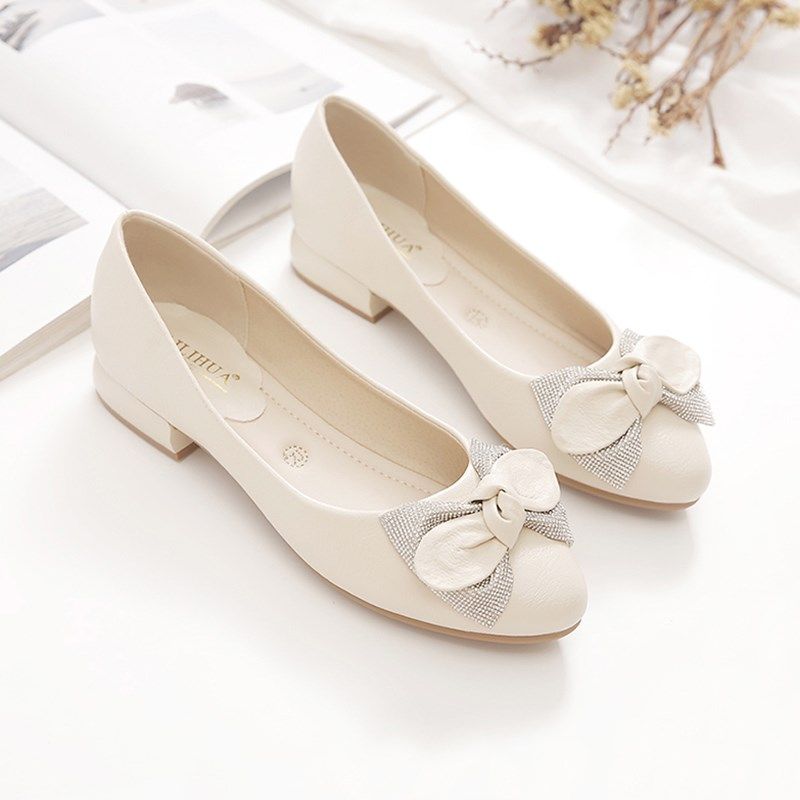 单鞋女2025新款春秋q百搭浅口女鞋软底软皮豆豆鞋中年粗跟妈妈鞋,淘宝优惠券,粉丝福利购,淘宝优惠卷