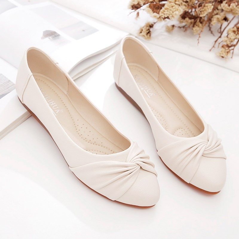 平底鞋女c2024春秋新款女鞋子夏百搭浅口豆豆鞋妈妈鞋软皮软底单,淘宝优惠券,粉丝福利购,淘宝优惠卷