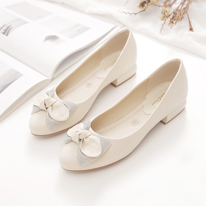 单鞋女2025新款春秋q百搭浅口女鞋软底软皮豆豆鞋中年粗跟妈妈鞋,淘宝优惠券,粉丝福利购,淘宝优惠卷