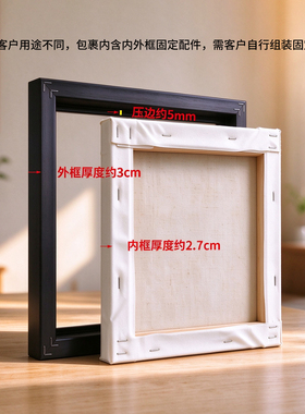 免装裱油画框带画布亚麻油画布框窄边油画框外框喷绘成品挂画定制