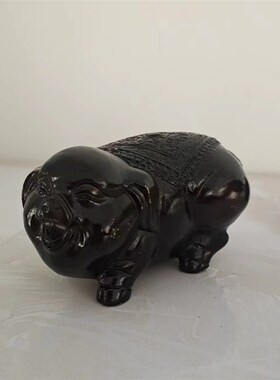 铜黑猪摆件纯铜黑色发财猪一对居家客厅办公室桌面工艺品包邮