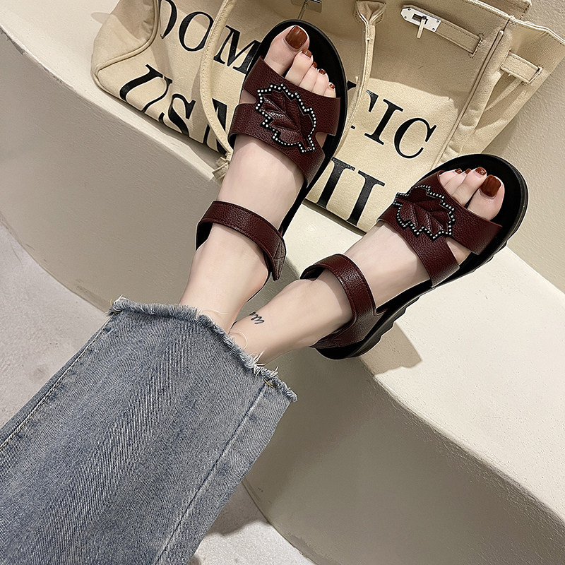 宽胖脚老人凉鞋女夏季宽松大脚骨平底妈妈鞋高Q脚面软底防滑奶奶,淘宝优惠券,粉丝福利购,淘宝优惠卷