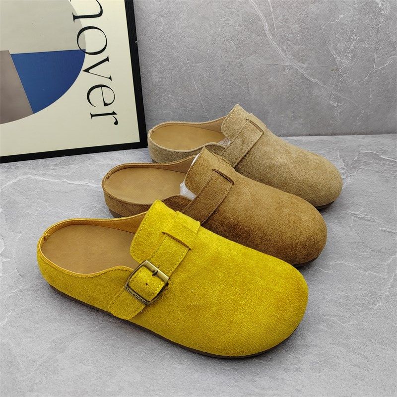 春季女鞋4厘米厚底绒面休闲w包头半拖博肯鞋磨砂皮小单鞋平底拖鞋,淘宝优惠券,粉丝福利购,淘宝优惠卷
