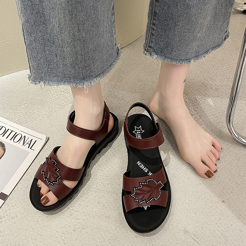 宽胖脚老人凉鞋女夏季宽松大脚骨平底妈妈鞋高Q脚面软底防滑奶奶,淘宝优惠券,粉丝福利购,淘宝优惠卷